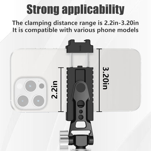 CAMEDAFLX Mount,360Adjustable Aluminum Tripod Stand Mount Universal Smartphone Adapter with Cold Shoe Cellphone Clamp