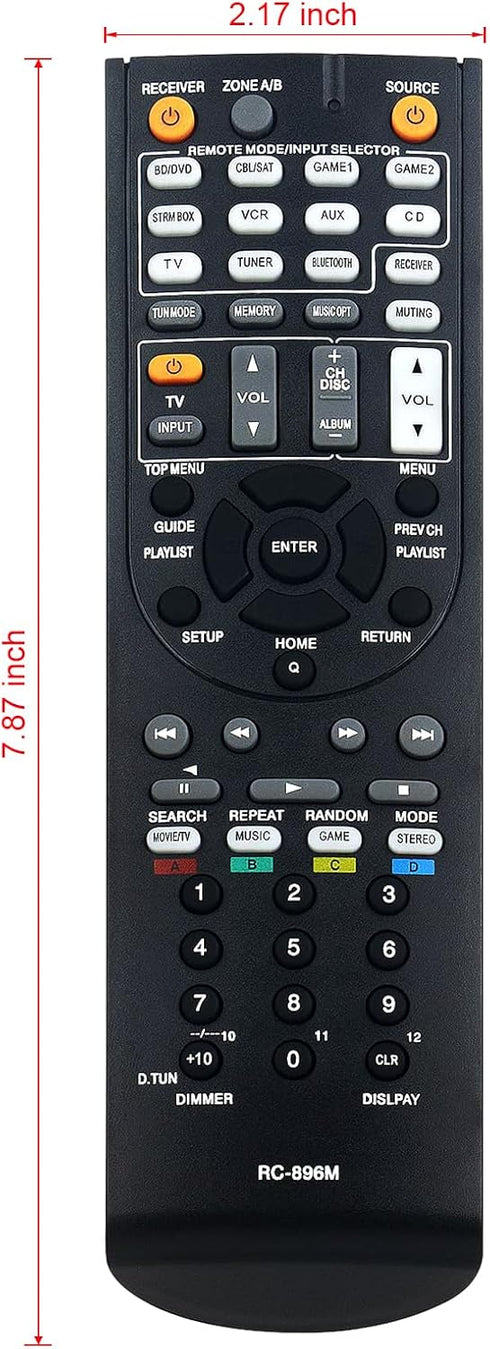 RC-896M Remote Control Replacement for Onkyo AV Receiver TX-SR444 TXSR444