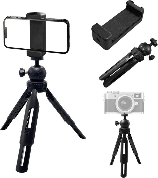 OBHEI Extendable Mini Camera Tripod, Portable Selfie Stick Handle Grip Desktop Webcam Tripod
