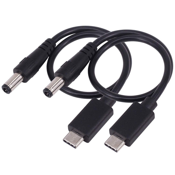2 Pack USB 3.1 Type C to 5.5X2.5mm Male Power Jack Extension Cable, 0.25m Charging Cord Adapter.
