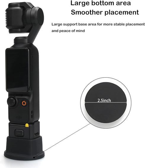 PCTC Silicone Non-Slip Desktop Mount for DJI Osmo Pocket 3, Lightweight and Compact Accessories (Silicone Black/Large)