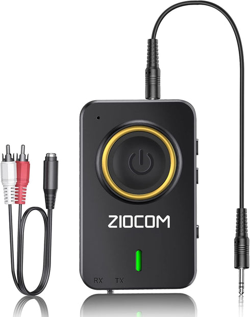 ZIOCOM 2-in-1 Bluetooth Transmitter for TV PC, Bluetooth Receiver for Car Speaker, Wireless 3.5mm Aux Adapter with