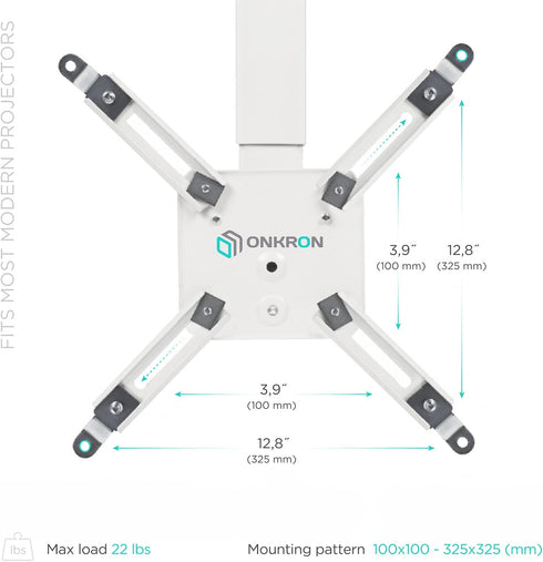 ONKRON Universal Projector Mount, Ceiling & Wall up to 22 lbs, Adjustable Height with Swivel