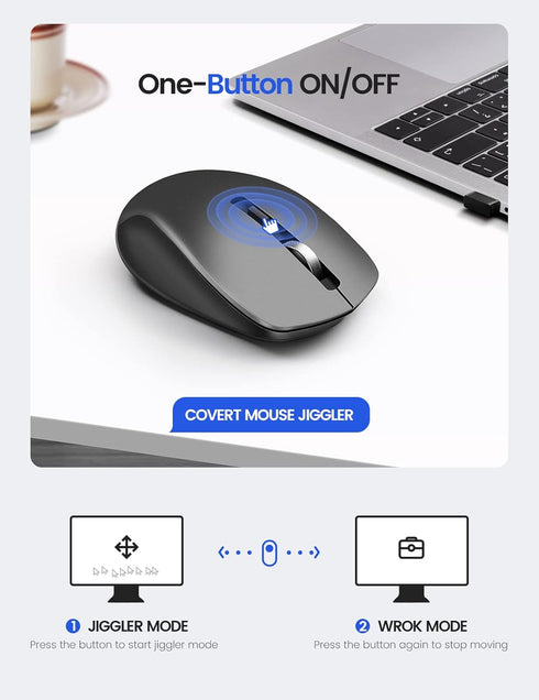 Covert Mouse Jiggler - 2 in 1 Undetectable Mouse Mover with ON/Off Switch, Simulate Mouse Movement to Keep Computer