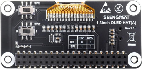 xicoolee 1.3inch 12864 SH1106 SPI/I2C OLED Display HAT for Raspberry Pi, Screen Module with Joystick & Buttons