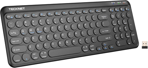 TECKNET Wireless Keyboard Bluetooth & 2.4G USB, Up to 4-Device Connection, USB C