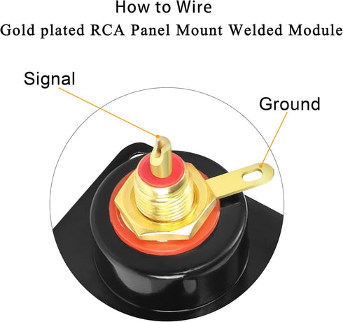 QIANRENON Gold Plated RCA Panel Mount Adapter, RCA Female to Solder Terminal AV Connector (Red)