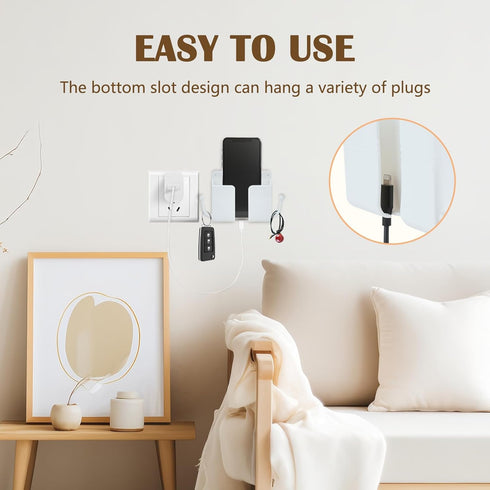 3 Pcs Wall Mount Phone Holder, Stand for Bed, Wall Mounted Shower Phone Holder with Hooks, Universal Media Organizer
