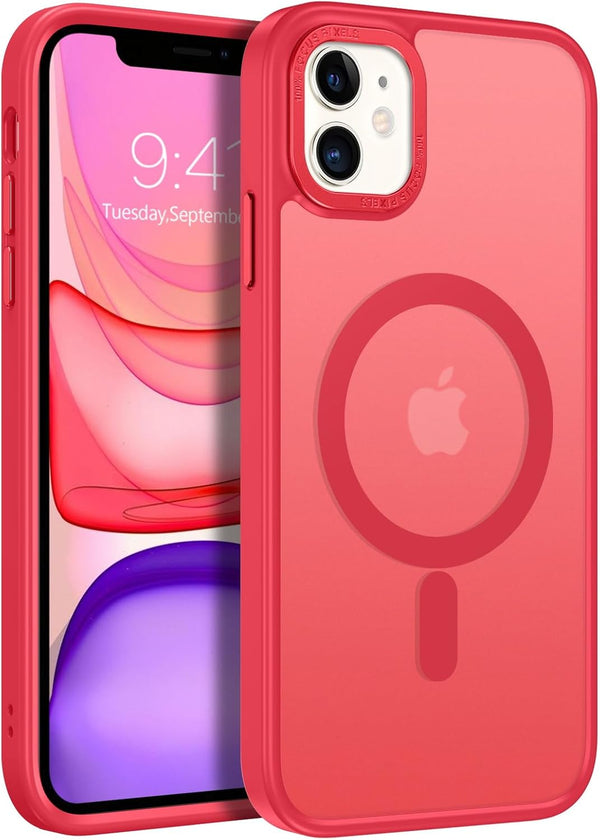 BENTOBEN iPhone 11 Magnetic Case, Slim Shockproof Translucent Matte Cover, Anti-Fingerprint, Anti-Scratch, Red 6.1’’