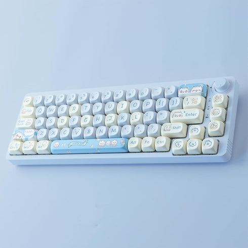 Hyekit PBT Keycaps - 145 Keys Baby Cat Keycaps, Dye-Sublimation Cute MOA Profile Custom Keycaps for Cherry MX
