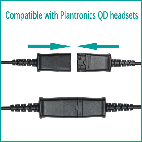 Daily Headset 2.5mm Quick Disconnect Coil Cable for Plantronics QD, Works with Cordless or Cell Phones