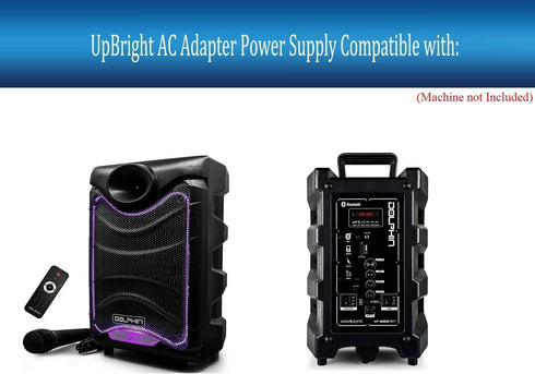 UpBright 9V AC/DC Adapter Compatible with Dolphin Model SP-807RBT SP-850 SP-850RBT SP807RBT SP850 SP850RBT WaveSync Loud Sound Portable Bluetooth Party Speaker 9VDC Power Supply Cord Battery Charger