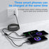 Multi 3 in 1 USB Long Charging Cable 1.8M/5.9Ft Nylon Braided Universal Cord USB C/Micro USB/Lightning Adapter (Black)