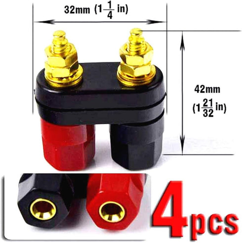 CESS Dual Binding Post 4mm Banana Socket, 2 Way Gold-Plated Speaker Binding Posts, 4 Pack
