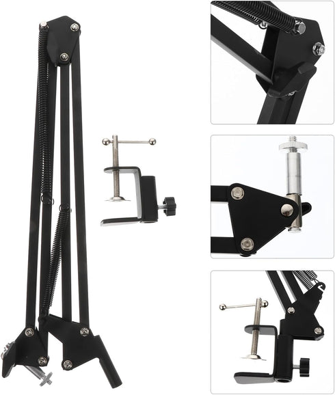 Lurrose 1/4 Metal Webcam Holder and Desktop Scissor Arm Stand with Screw Clamp, Adjustable Suspension Boom for USB