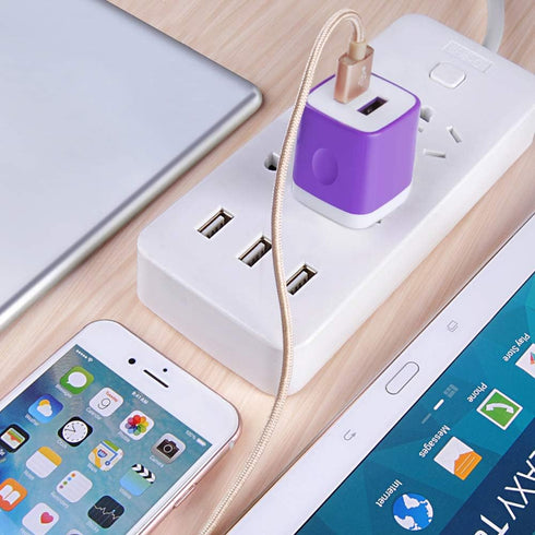 USB Charger Plug, Wall Charger, 5-Pack 2.1A/5V Portable Power Cube Adapter - Compatible for iPhone, Samsung Galaxy