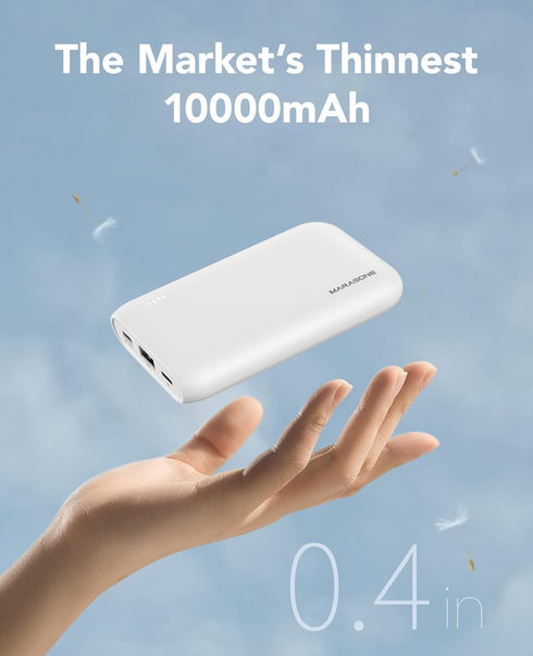 Marasone Charger,Slimmest 10000mAh 22.5W Pack 16 15 14 13 S22 S21 Portable PD Fast Power Bank, USB C in&Out High-Speed