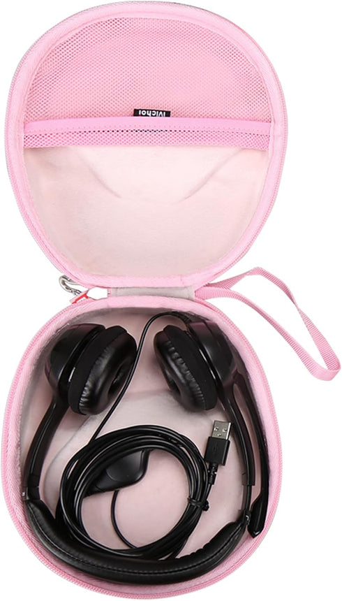 Mchoi Hard Portable Case for Logitech H390 USB Headset, Case Only, Stylish Pink Design