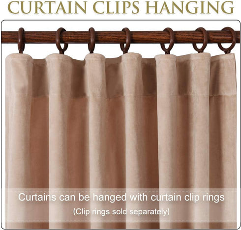 72 inches W52 L72, 2 StangH Beige Blush Velvet Curtains Length- Soft Thick Drapes Light Blocking for Kitchen, Vintage