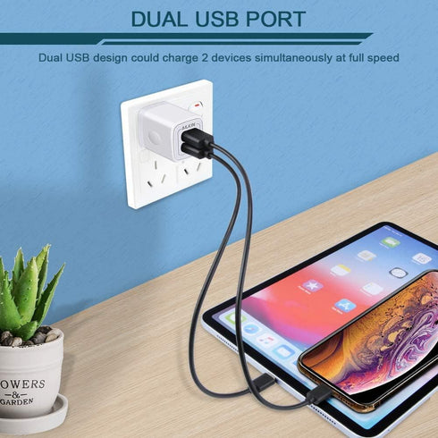 ?5Pcs? USB Plug, Wall Charger Fast Charging Block, Power Adapter Cube 2 Port Charge Travel Brick for iPhone 14 13 12 SE