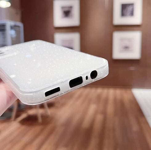 MINSCOSE Cute Bling Glitter Thin Slim Shockproof TPU Cover for Samsung Galaxy A14 5G, 6.6 Inch, White