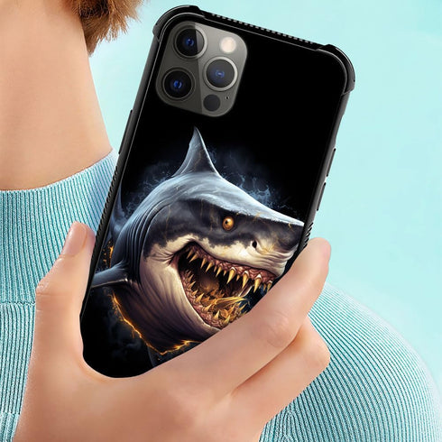 DJSOK Golden Toothed Shark Case for iPhone 13 Mini - Rugged Dual Layer Shockproof Cover for Men, Boys, and Girls.
