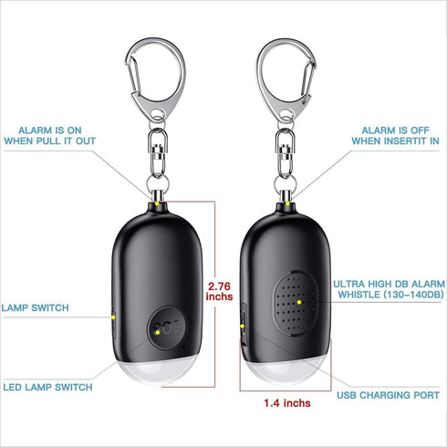 Safesound Personal Alarm Siren Song 1-Pack - 130dB Self Defense Keychain with Emergency LED Flashlight for Women Kids