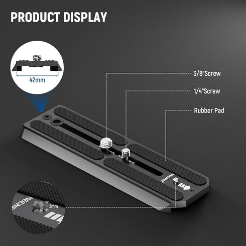 NEEWER 501PL Tripod Quick Release Plate, Compatible with MVH500AH MVH502AH, 6.3"/16cm Extended Mounting Plate