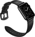 OUHENG Compatible with Apple Watch Band, Sweatproof Genuine Leather and Rubber Hybrid Band, Black
