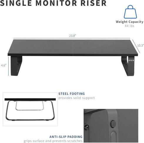 VIVO 24 Inch Desktop Riser Monitor and Laptop Stand, STAND-V000D, Black