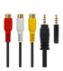 3.5mm to RCA Audio Extension Cable, Gold Plated 3.5mm Male to 3RCA Female Stereo Audio Cable, 25cm