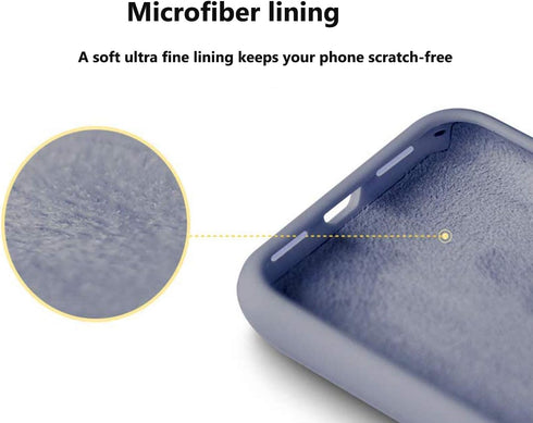 Ultra Slim Liquid Silicon Gel Case for iPhone 12 Mini 5.4" 2020, Lavender Grey, with Card Holder Sleeves Slot