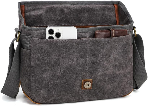 peacechaos Waterproof Canvas Camera Bag, Vintage Padded SLR DSLR Shoulder Case for Women and Men