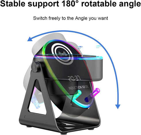 Hounyoln 5 1 1800mAh 360 4-13" in Induction Bluetooth Speaker with Phone Stand, RGB Lighting Induction Speaker