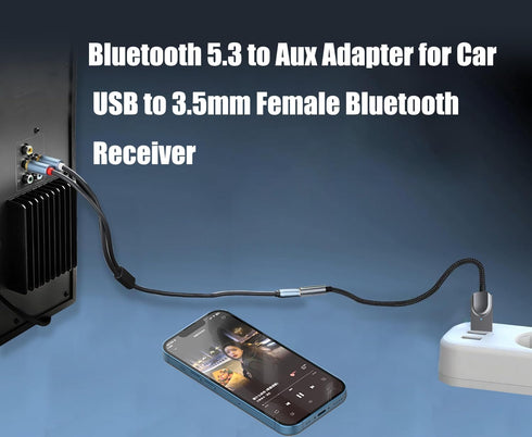 GLOBELEC 5.3 3.5mm Bluetooth to Aux Adapter for Car,USB Female BT Receiver,Aux to Bluetooth Adapter,Compatible