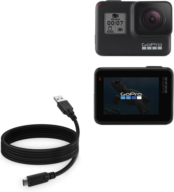 BoxWave Cable Compatible with GoPro Hero 7 Black - DirectSync USB 3.0 A to USB 3.1 Type C, 6ft, Black