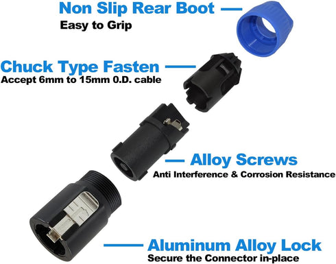 speakon Connector, Audio Speaker Plug Twist Lock 4 Pole Speaker Plug, nl4 Connector Compatible with NL4MPR, NL4FC,