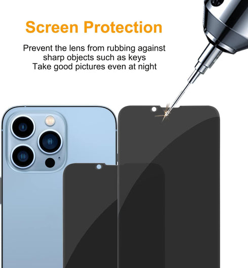 pehael 2 Pack Privacy Screen Protector for iPhone 14/13/13 Pro - 9H Tempered Glass, Easy Install, Bubble Free, 6.1"