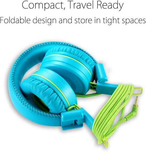 noot products Kids Headphones K22, Foldable Stereo, Tangle-Free 5ft Cord, 3.5mm Jack for iPad/Kindle Fire/Boys/Girls