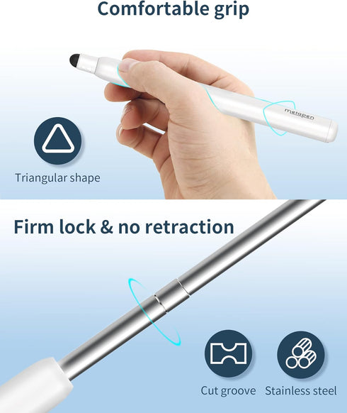 Metapen X1 Universal Stylus Pen for Touch Screens, 2-in-1 Retractable Pointer & Stylus, High Precision, Soft