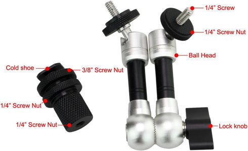 Haoge 7" Adjustable Friction Articulating Magic Arm for DSLR Rig, Camera LCD Monitor, LED Light