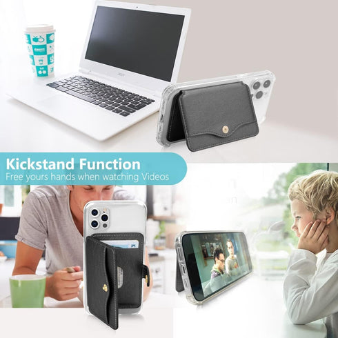 ?? Phone Wallet Stick on, Credit Card Holder for Cell Phone and Phone Card Holder Stick on for Back of Phone or Phone Case (Black)