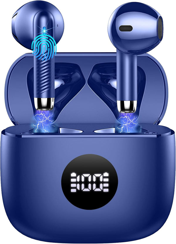 Bluetooth 5.3 Earbuds with LED Display, Noise Cancelling Mic, Bass Stereo, 40H Playback, Waterproof Sports Earphones