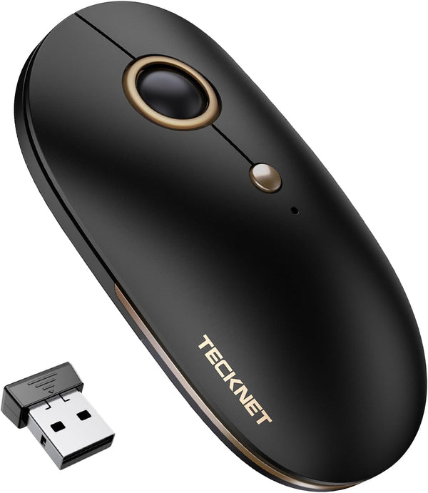 TECKNET Silent Wireless Computer Mouse, 2.4Ghz USB-A, 4800 DPI Ambidextrous Quiet Click Mouse for Travel