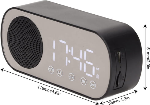 5.0 Hilitand Radio Alarm Clock, Bluetooth Portable Speaker Digital Clock with Dual Alarm Clock, LED Mirror Digital