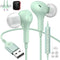 Computer Headphones USB Headset with Microphone for PC, PS5, PS4, Laptop, 7.5FT Cord, Magnetic in-Ear Earbuds with