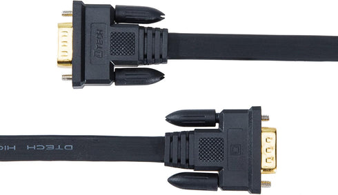 DTech 5M Ultra Thin Flat VGA Cable, 15 Pin Male to Male Connector, 16 Feet, Black