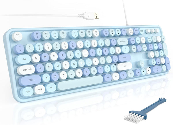MOFII Wired Computer Keyboards, USB Full Size Typewriter Keyboard, Cute Colorful Aesthetic for Windows PC Laptop