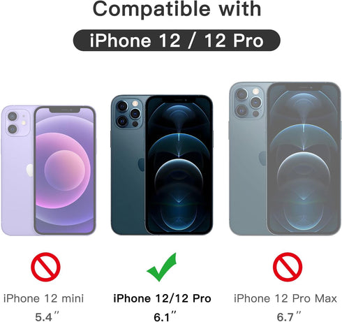 JETech 3-Pack Full Coverage Tempered Glass Screen Protector for iPhone 12/12 Pro 6.1", Black Edge, HD Clear,