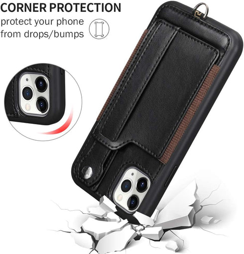 TOOVREN Phone Cover for iPhone 11 Pro Max, Wallet Case with Card Holder, PU Leather Kickstand, Adjustable Detachable